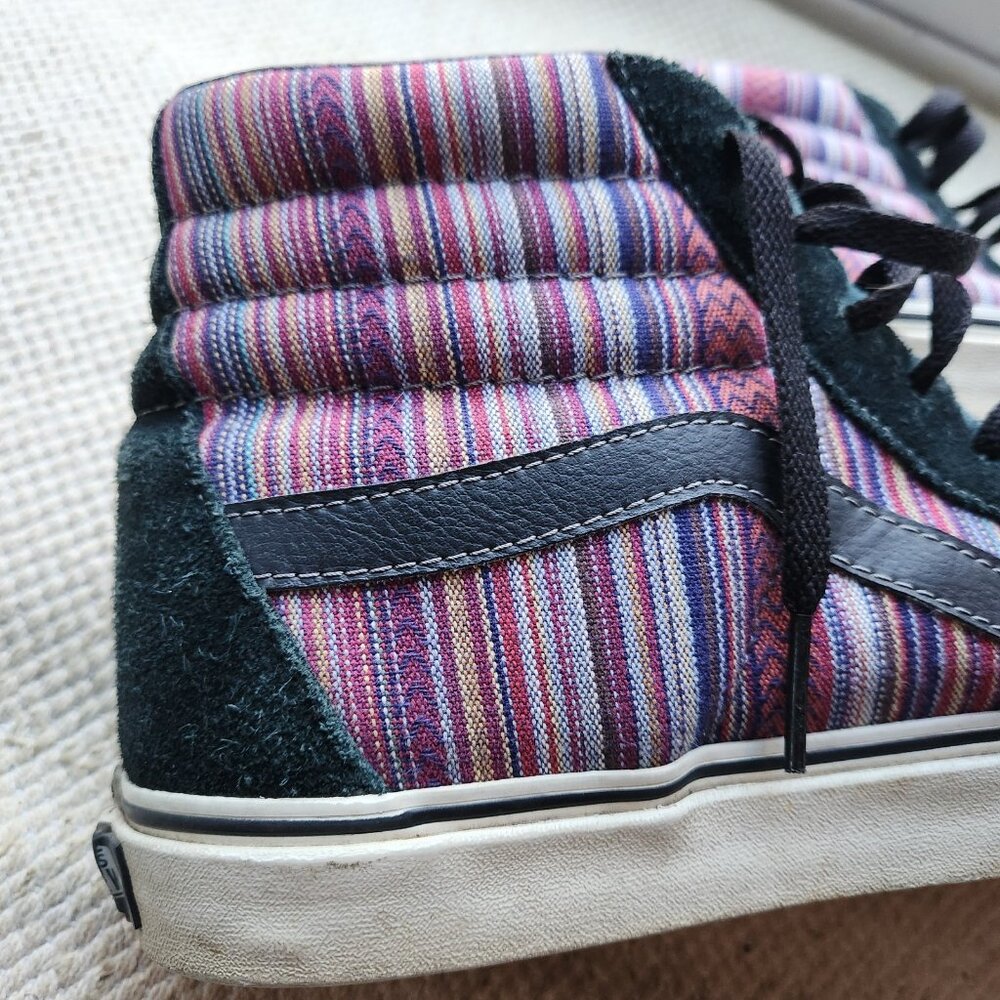 Vans Sk8-Hi Striped Mens 11 US High Top Skate Shoes Black Guate Weave T375 - Picture 3 of 12